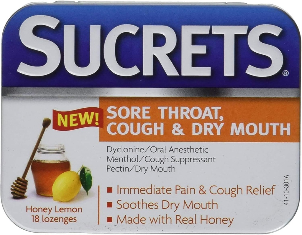 Sucrets Sore Throat & Cough Lozenges current 124; Med Lemon current 124; 18 Počet každé current 124; Balení po 2