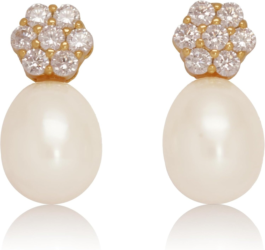 18K Gold Plated Sterling Silver Stud Pink kultivované Pearl Drop náušnice