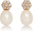 18K Gold Plated Sterling Silver Stud Pink kultivované Pearl Drop náušnice