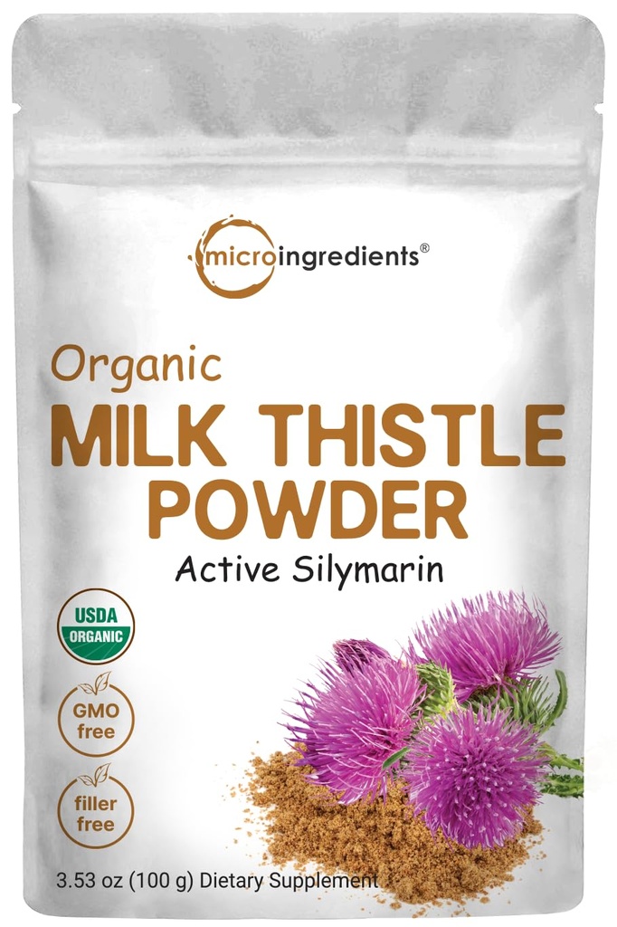 Organic Milk Thistle Powder, 3.5 oz (400 Servings) CLAS124; Bylinné játra Supplement CLAS124; Játra Detox & Antioxidant Support CLAS124; Obsahuje aktivní Silymarin CLAS124; Non- GMO, Vegan Friendly