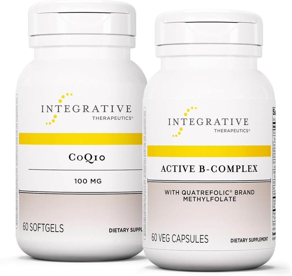 Integrační terapeutika Bundle s Active B- Complex, 60 Kapsle & CoQ10 (100mg), 60 Softgels - Active B-Complex na podporu energetického metabolismu * - CoQ10 na podporu srdce a mozku zdraví *
