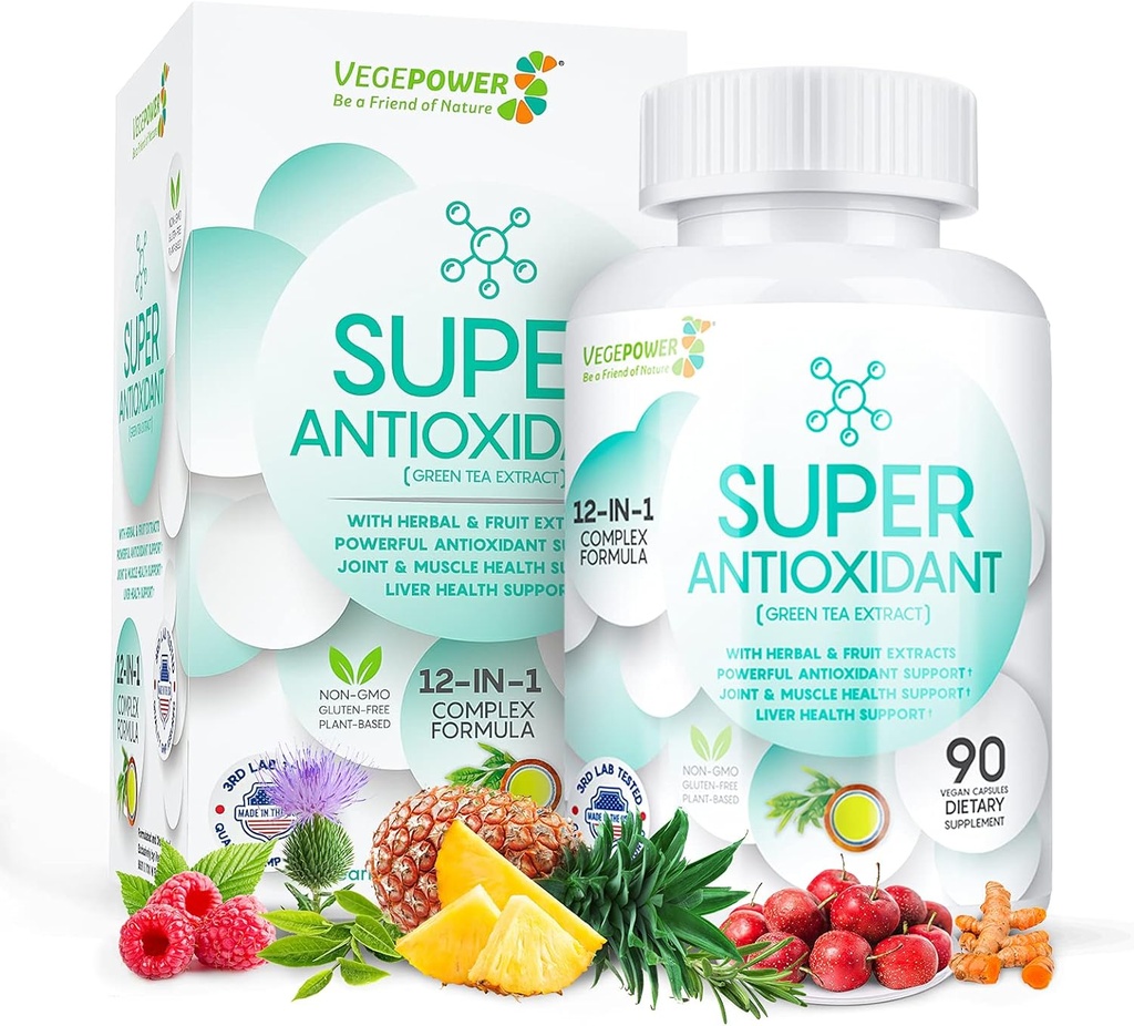 Zelený čaj Extrakt s Grapeseed, Mléko Thistle - Antioxidant & Imunitní dodatek, Výkonný Bylinný extrakt Směs - Podpora péče o pleť, Gluten Free, Non- GMO - 90 Vegan Kapsle
