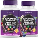 Resveratrol Berberine Grape Seed Extract Quercetin - Polyfenol dodatek s Noni Extract, N- Acetyl Cysteine, Acai Extract - Made in The USA - 120 Kapsle