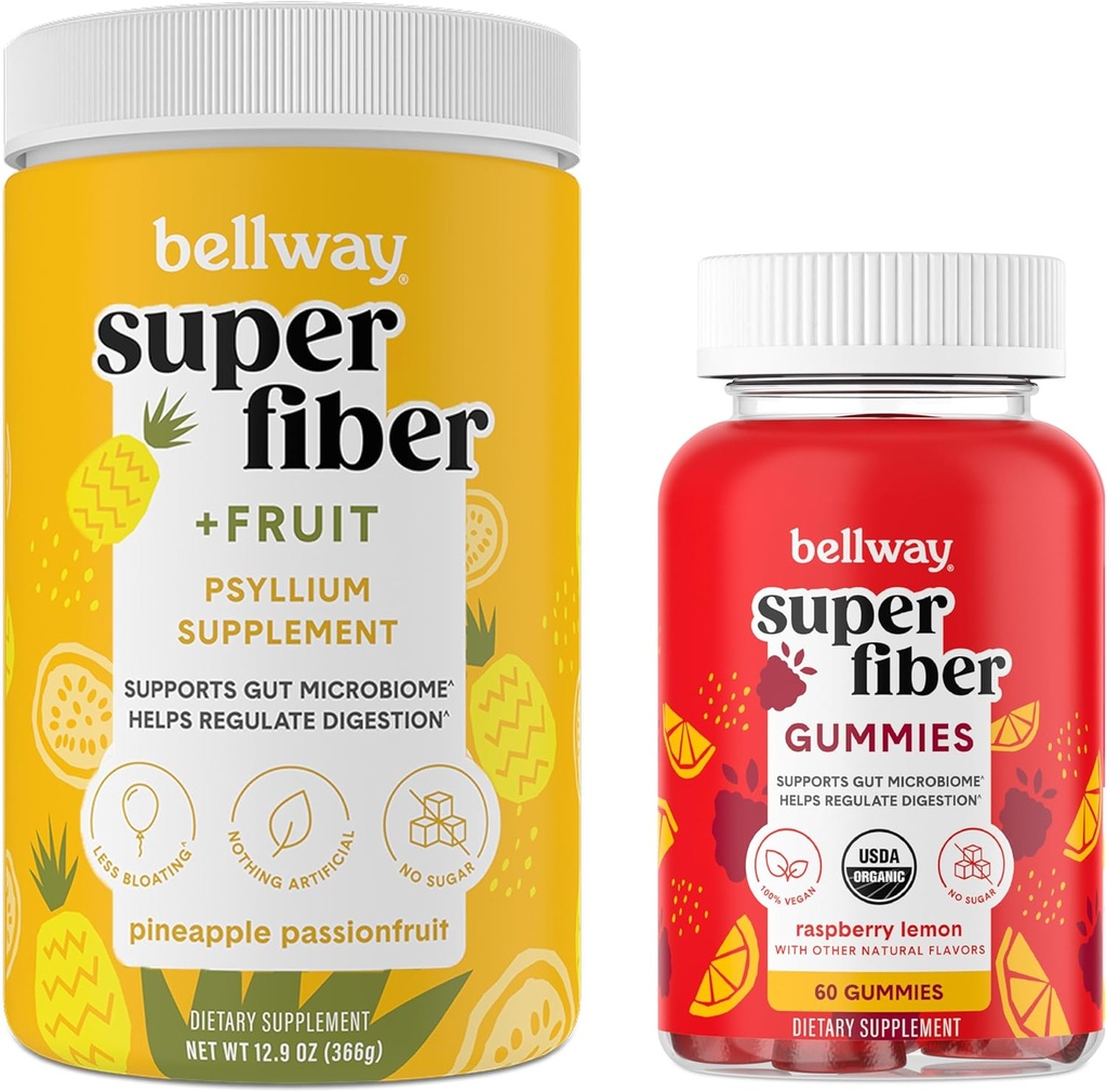 Bellway Super Fiber Powder + Ovoce, Ananas Passion Ovoce Super Fiber Gummies Bundle