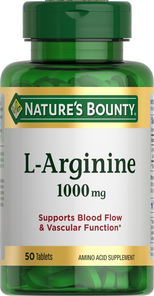 Přírodní Bounty L- Arginine 1000mg pro podporu krevního toku a cévní funkce - Non- GMO, gluten zdarma, 50 tablet