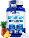 Máme rádi Vitamíny Bromelain 500mg Kapsle - 1200 GDU / Serving - Bromelain dodatek z ananasové extrakce - Proteolytické enzymy pro potravu, absorpce, společná bolest, svalová bolestivost - 180 Kapsle
