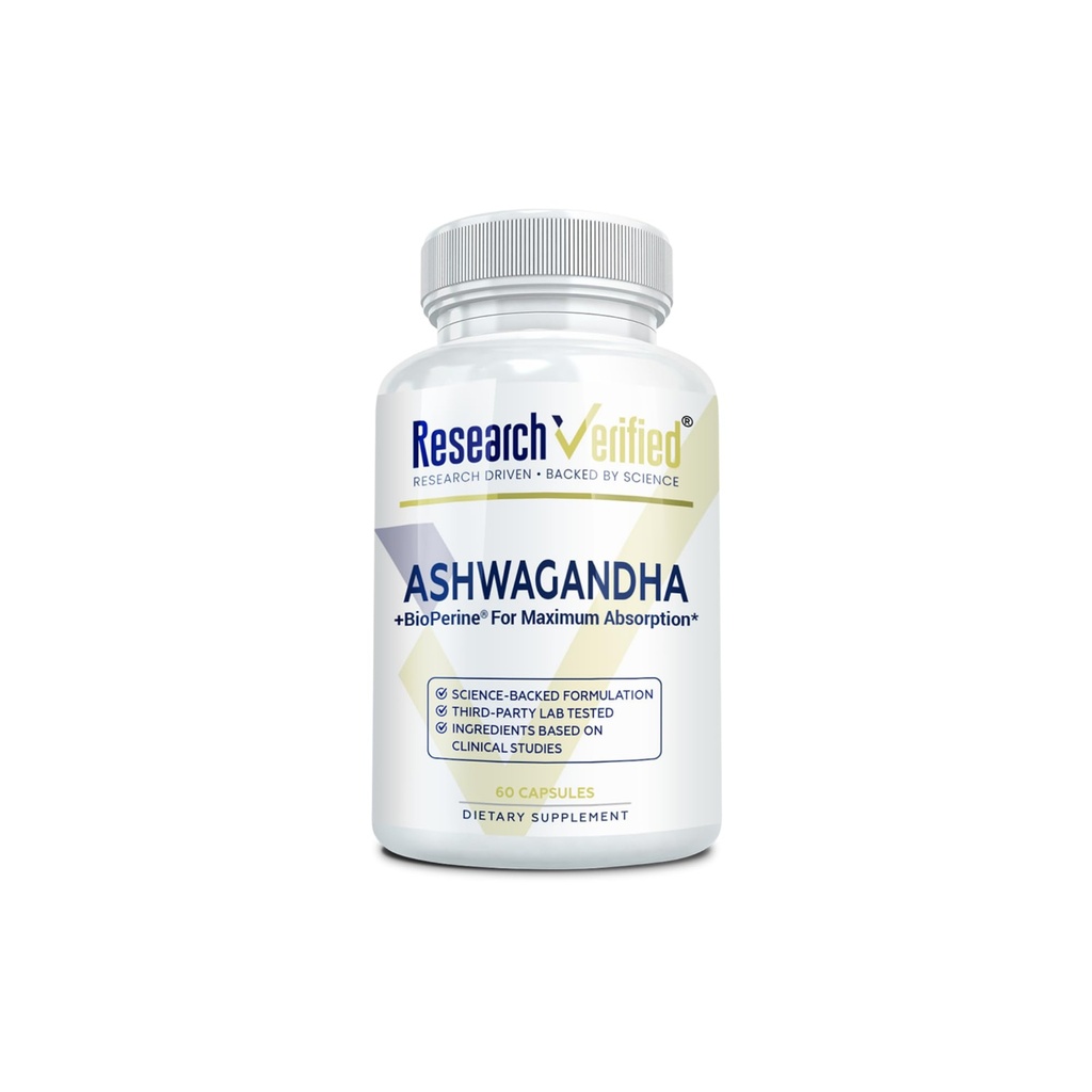 Výzkum ověřený Ashwagandha 1500mg Maximální síla s bioperine a zázvorovou kořenovou, zvýšení kognitivní funkce - 60 Vegan Friendly Kapsle (1 lahvička)