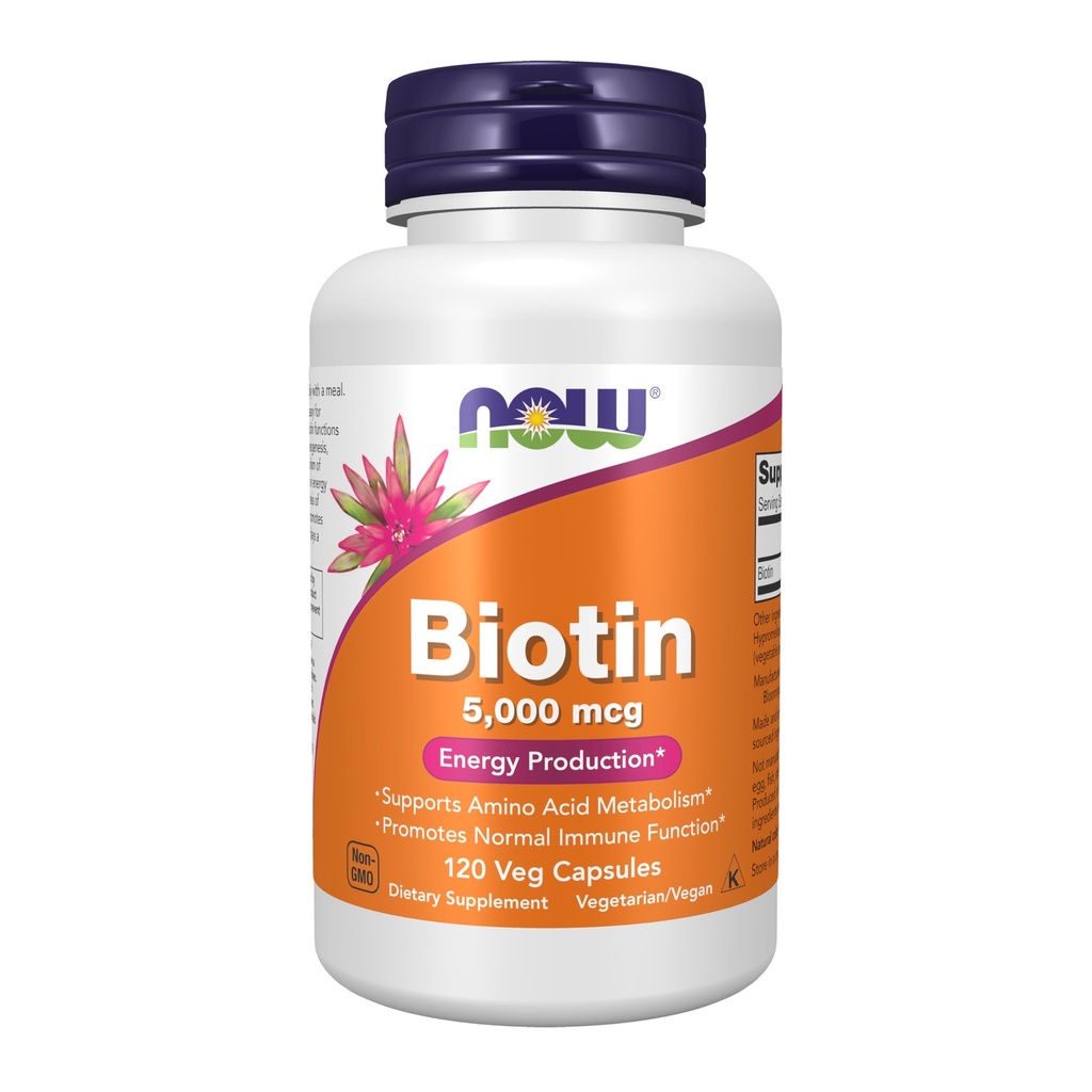 Nyní Foods by Now Biotin Energy Production 5000 mcg- 120 Vcaps