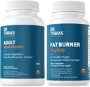 Dr. Tobias Fat Burner Nightly & Dospělý Multivitamin podporuje energii, imunitu a metabolismus s Ashwagandha. 42 Ovoce a zelenina s probiotika, Green Coffee Bean Extract, Non- GMO, 30 denní dodávka