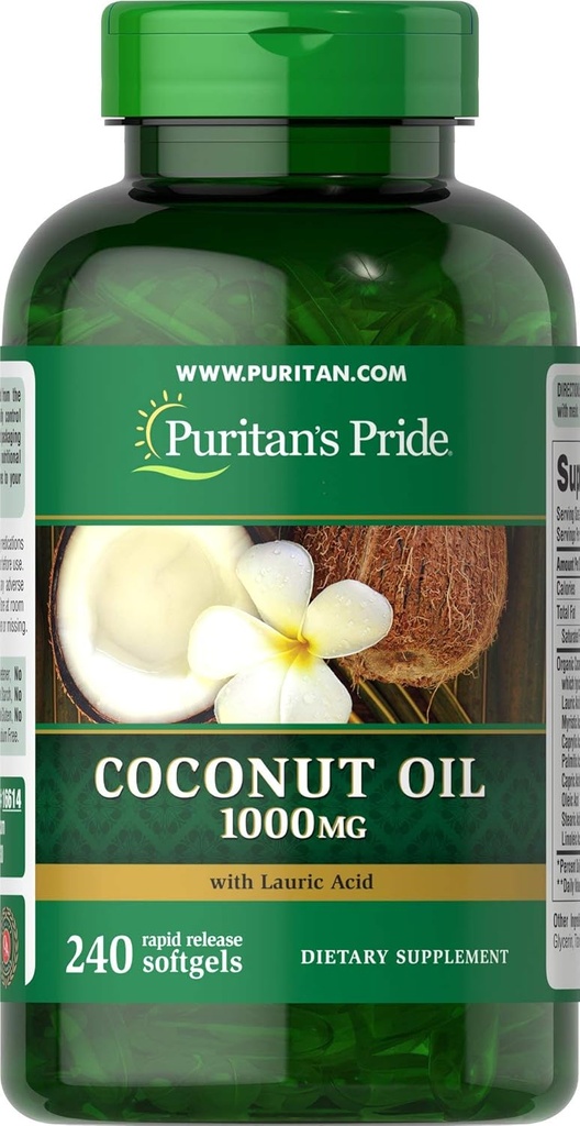 Puritan 's Pride Coconut Oil 1000 mg Softgels, 240 Počet