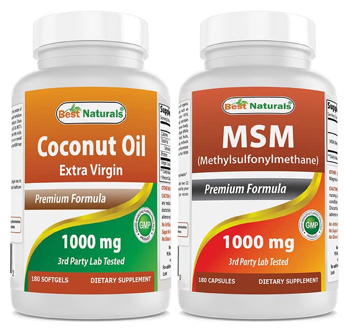 Nejlepší Naturals Extra Virgin Coconut Oil 1000 mg & MSM 1000 mg