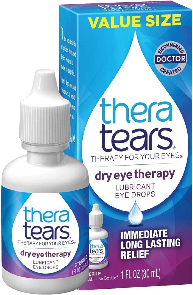TeraTears Suché oční terapie Lubrikantní oční kapky Twin Pack, (2 x 30ml Lahvičky) + 1.0 Fl Oz Lahvička