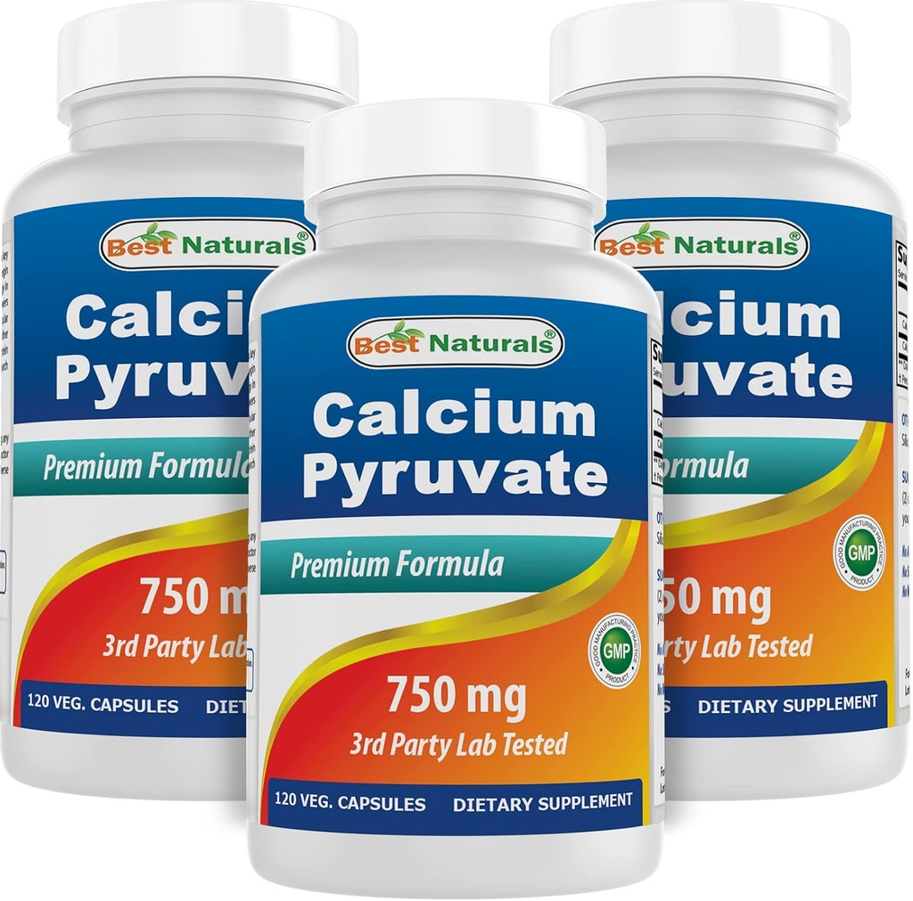 Pyruvát vápenatý 750 mg 120 Kapsle podle nejlepších Naturals (balení po 3)
