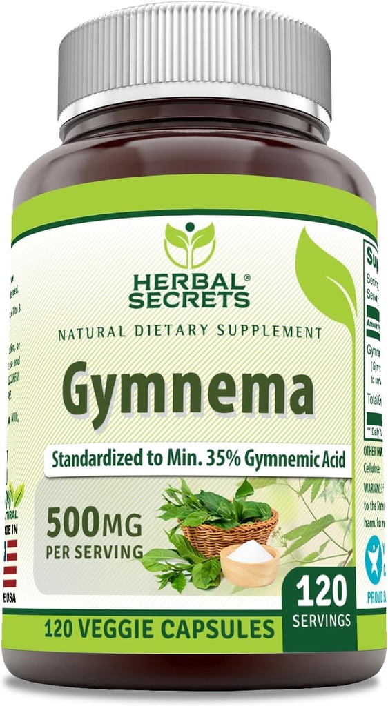 Herbal tajemství Gymnema dodatek 124; 500 Mg Per Serving 124; 120 Veggie Kapsle 124; Non- GMO 124; gluten zdarma 124; Made in USA