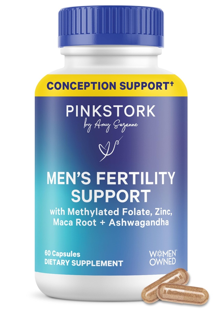 Blue Stork plodnost doplňky pro muže - Podporuje Koncepce pro něj - Muž Prenatální vitamíny s Maca kořene, Ashwagandha, Folát, B12 - Sperm Heath, Drive, Motility - 60 Kapsle