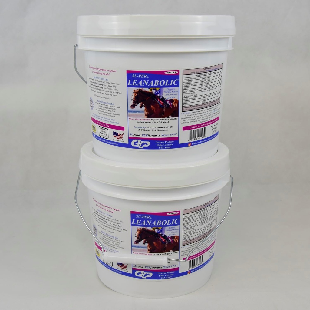 SU-PER Leanabolický kůň Muscle Supplement - Školení a podpora výkonu v koních - Koňské vitamíny a minerální doplňky - 4 libry, (2 balení)