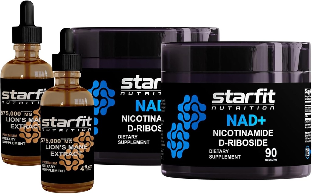 STARFIT - Nicotinamid D- Riboside, 180 Kapsle & Lion 's Mane 575 000 Mg Extract, 8 Fl Oz