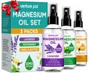 Venture Pal 3-Pack Topical Magnesium Oil Spray Set for Feet - Ideální dárek pro relaxaci, lepší spánek, Svalová úleva pro nohy & Sponky, Zdravé vlasy & kůže. Rychlá absorpce, non- Greasy