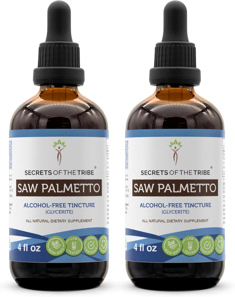 Saw Palmetto Tincture Alcohol- Free Liquid Extract, Saw Palmetto (Serenoa Repens) Sušené Berry (2x4 FL OZ)