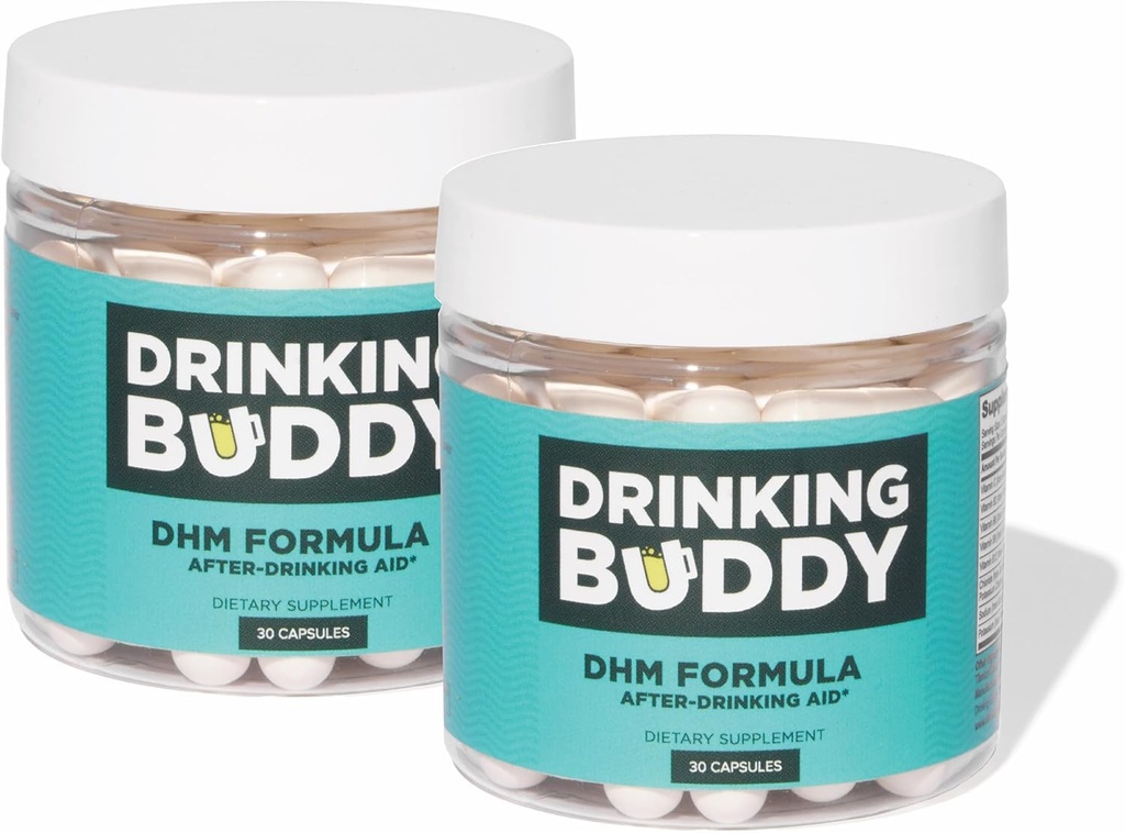 Pití Buddy (2pack, After-Picí pomůcka s DHM, Pikantní hruška, L- Cystin a L- Theanine, Mléko Thistle, B- Vitamíny, Zázvor