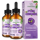 Liposomální Ashwagandha Liquid Drops 2000mg, Ashwagandha Root Extract Dodatek (7% Witanolides) s Black Pepper Extract & Probiotics for Focus, Cognition & Energy - 4 FL.OZ (2 láhev)