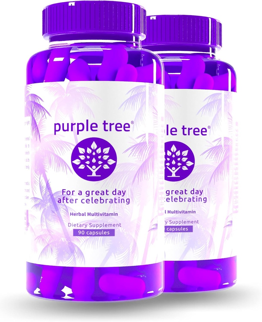 purple tree Post- Celebration Wellness Dodatek 124; Podpora jater, Tělesný doplňovač, Rychlá hydratace 124; Dihydromyricetin DHM, Mléko Thistle, Elektrolyty, Vitamin B, Willow Bark, Quercetin (180 pilulky)
