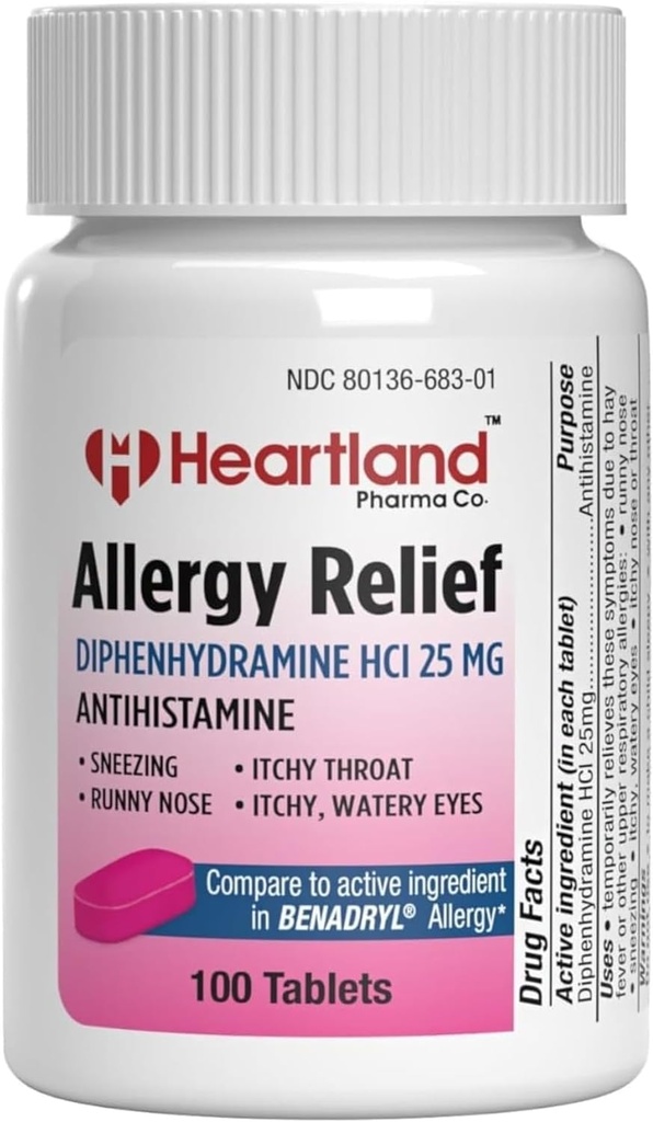 Difenhydramin HCI PHARMAN124; Difenhydramin Allerics Relief PHARMAN124; Antihistamin Phenhydramin 25 mg tablety PHARMAN124; 100 Počet