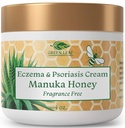 Green Leaf Naturals Manuka Honey Eczema Cream Moisturising Lotion Fragrance Free for Psoriasis Relief - Itchy, suchá kůže Mast - Skin Soothing Moisturizer - Tělo & Face Cream - Děti & Dospělí 4oz