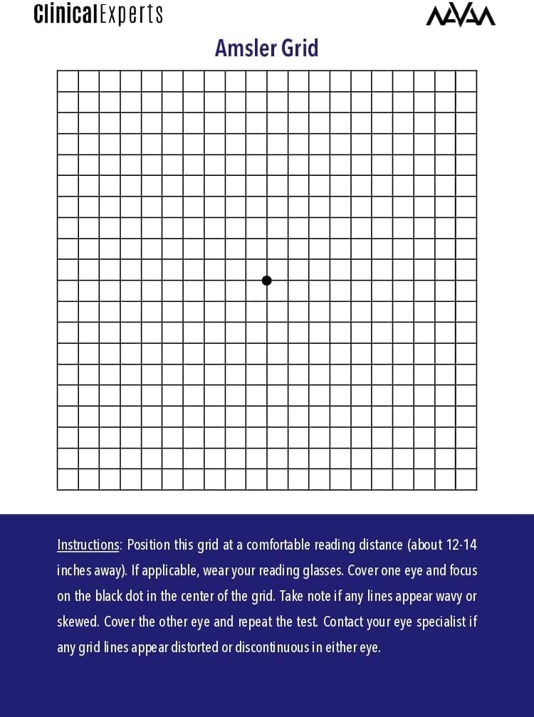 Amsler Eye Grid s magnetickým zápěstím - denně zobrazovací nástroj pro makulární degeneraci a glaukom pacientů klinické odborníky (2 Pack)
