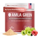 Amla Powder & Green Tea Superfood dodatek s Hibiscus, 20x Ultra Koncentrované Amla, Antioxidant Support, Made with Oolong Tea and Indian Gooseberry, Organic, Vegan, Hibiscus, 90 Služeb
