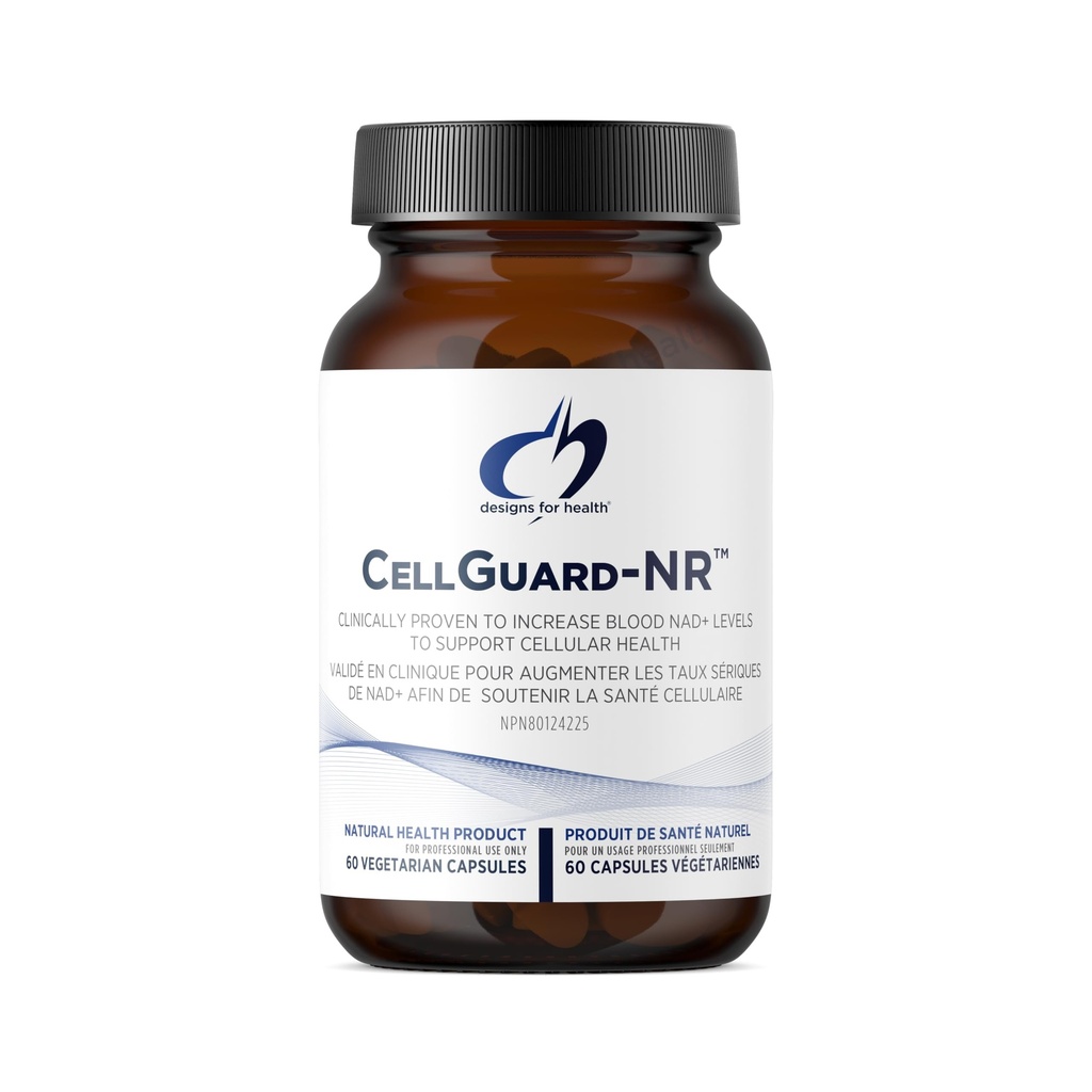Designy pro zdraví CellGuard-NR - NAD + dodatek - Nikotinamid Riboside Chlorid s Resveratrol + Pterostilben na podporu buněčné opravy a zdravého stárnutí (60 Vegan Kapsle)