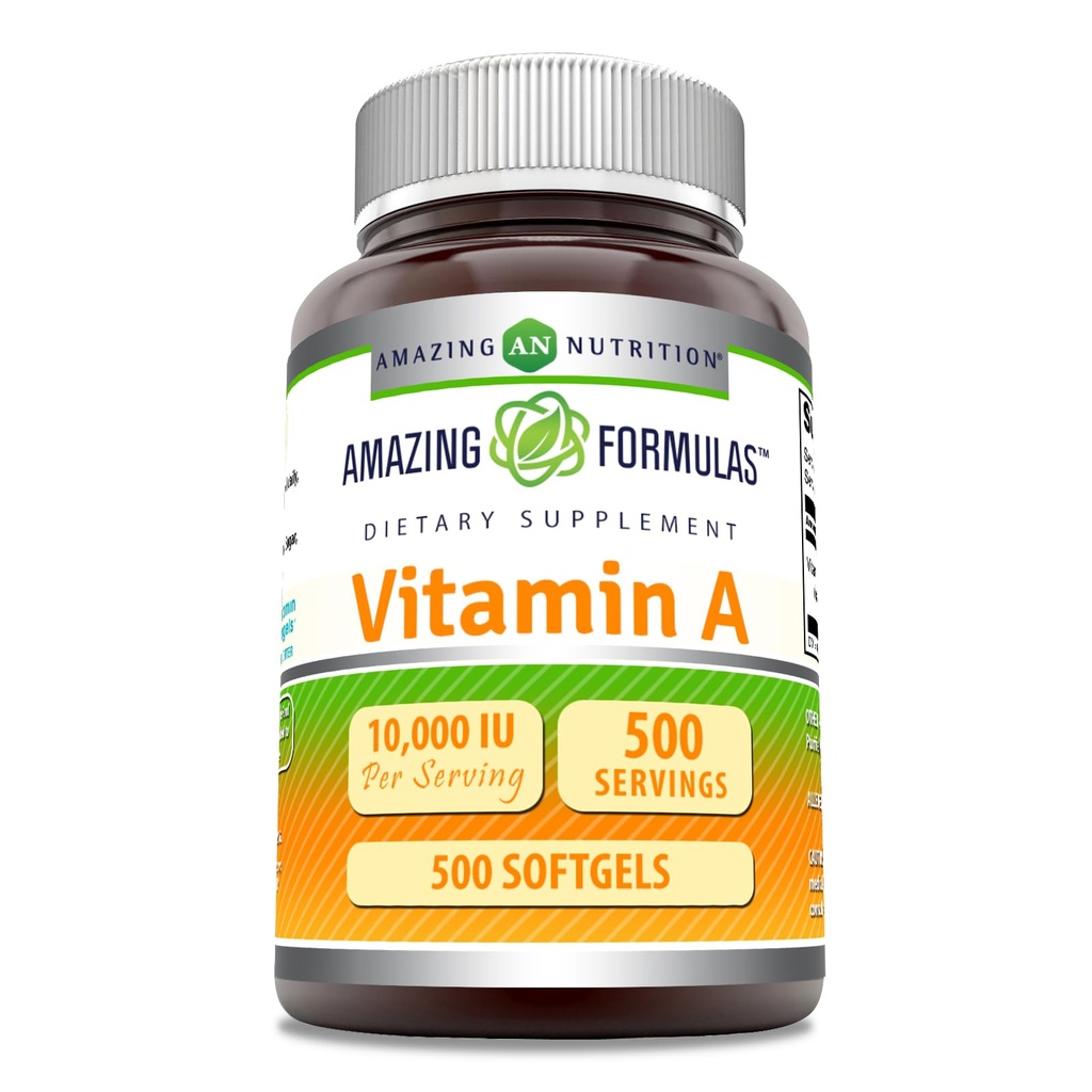 Úžasný vitamin A 10000 IU dodatek 124; jako Retinyl Palmitát 124; 3000 Mcg CLANE124; Softgels CLANE124; Non- GMO CLANE124; gluten Free CLANE124; vyrobený v USA (1 balení, 500 Počet)
