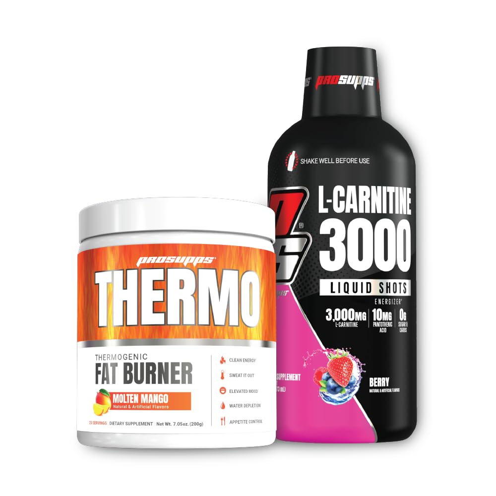 PROFUPS Thermo Fat Burning Thermogenic Powder Molten Mango a 3000 L- karnitin Berry - Řízení hmotnosti a Pre Workout - Energy, Mood, Appetit Control