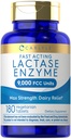 Carlyle Lactase Enzyme pilulky 9000 FCC CLAS124; 180 Tablety CLAS124; Fast acting Dairy Relief Dodatek CLAS124; Max Strength Support CLAS124; Non- GMO, gluten zdarma