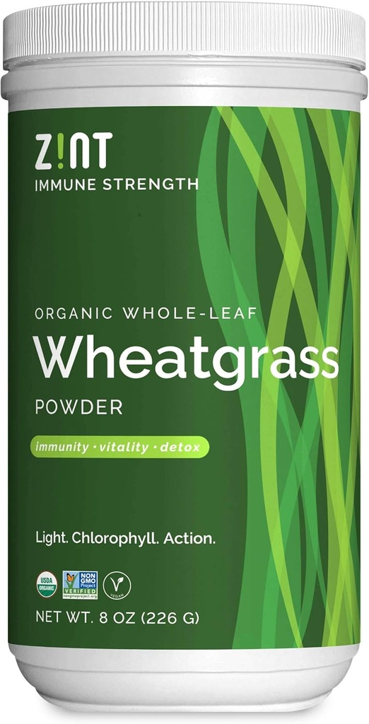 Zint Wheatgrass Powder, Organic (8 oz): Výkonný doplněk imunitní podpory, Celý Leaf Antioxidant Chlorofyl Zdroj pro detox, Imunity Booster