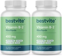 BESTVITE Vitamin B-2 (Riboflavin) 400mg (240 Vegetariánských kapslí) (120 x 2) - No Stearates - Vegan - Non GMO - gluten bez