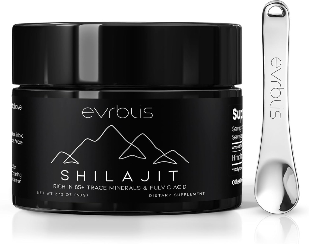 Čisté himalájské organické Shilajit Resin, Max Potency Gold Grade Shilajit Dodatek pro muže a ženy Přírodní energie Boost & imunitní podpora s 85 + stopové minerály & Fulvic Acid (60 Grams, 120 Serving).