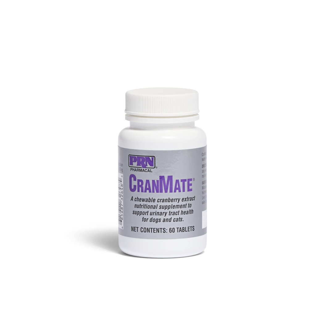 PRN Pharmaceutical Cranmate Cranberry Doplněk - Žvýkací Cranberry Extrakt Nutriční doplňky pro psy a kočky - Brusinkové Močové Trakt Zdraví - 60 Chew Tabs