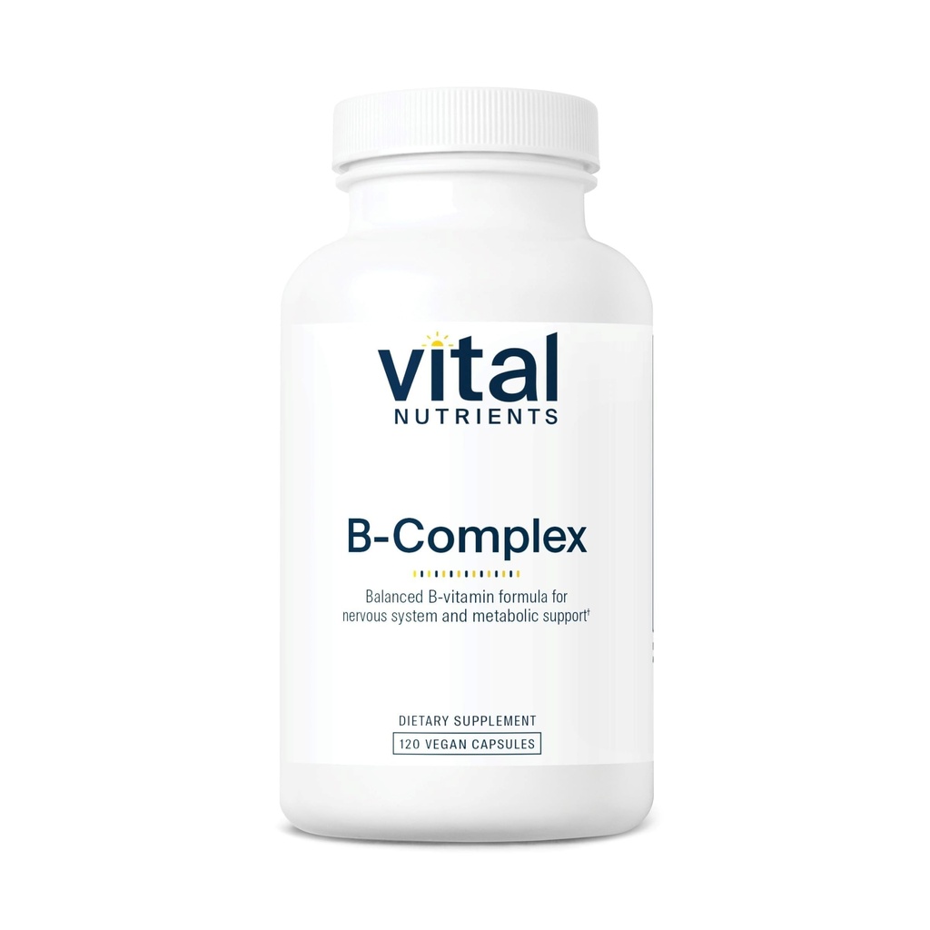 Vitální živiny Vitamin B- Komplexní vitamin 124; Vegan high- potency Methylovaný B Complex vitaminy 124; B Vitaminy Podpora výroby energie, metabolismus, a srdeční zdraví * Vitamin 124; Gluten, mlékárenské, Soy Free Capsules 124; 120 Kapsle