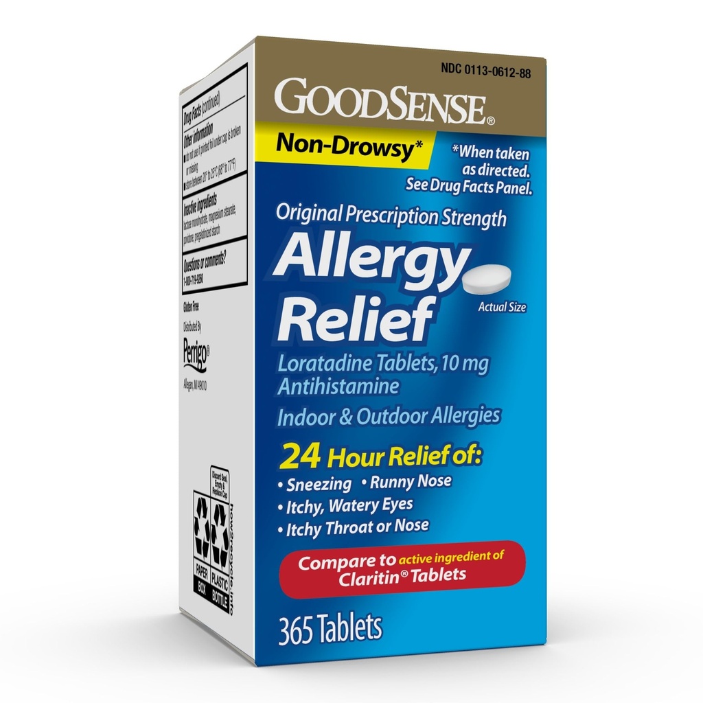 GoodSense Allerenergy Relief Lortish Tablets 10 mg, Antihistamin, Alergie Medicine for 24 Hour Alerenergy Relief, 365 Počet