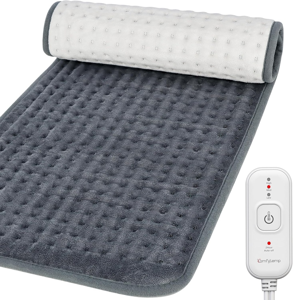 Comfytemp Vyhřívání Pad pro bolest zad & křeče Relief, FSA způsobilý elektrický velký tepelný Pad, 2H Auto Off, Vánoční dárky pro ženy muže máma táta, HSA Moist Neck Rameno vyhřívaný Pad, Wasable, 12 "x24"