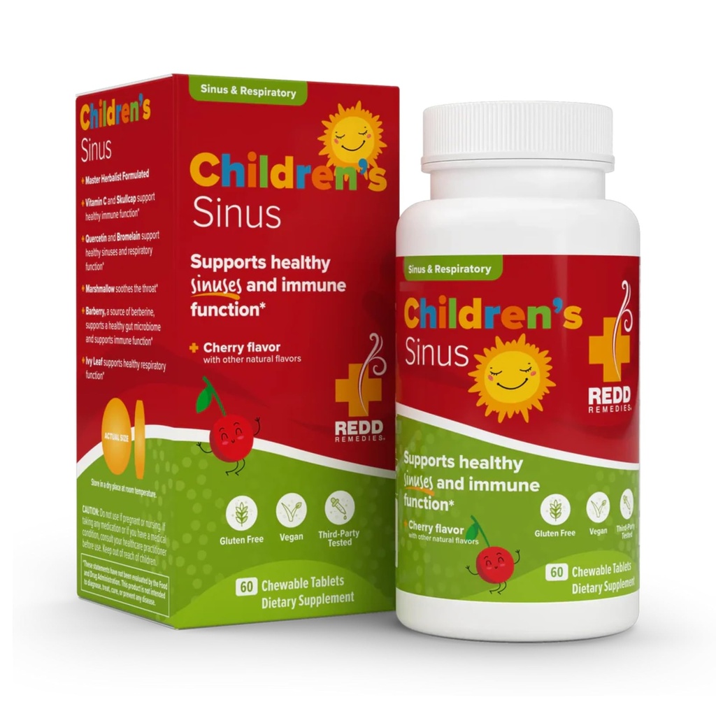 Redd Remedies, Children 's Sinus Support, Imunite and Respirate Health Formule, Cherry Flavor, 60 Žvýkací tablety