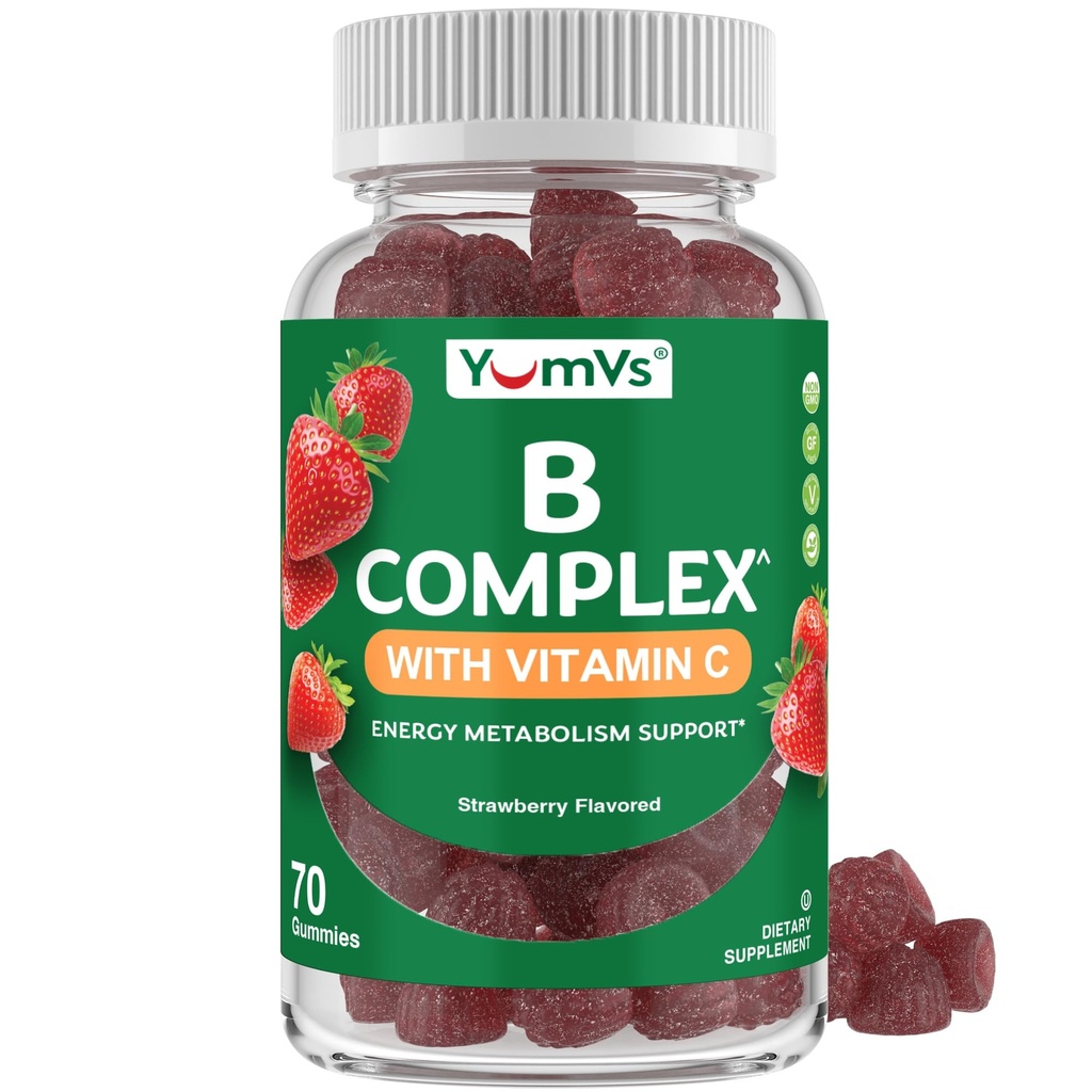 B Complex Gummies with Vitamin C - Great Toasting 1 Day Energy & Nervový systém podpora pro dospělé - Vegan, Kosher, Non- GMO vitamin B Complex Gummies with B12, B6, Niacin & Folic Acid - 70 Počet