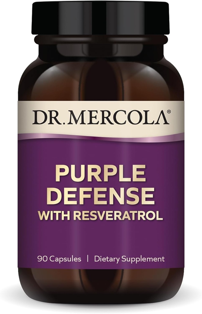 Dr. Mercola Purple Defense - High-Potency Antioxidant Support - s extraktem ze semen a kůže - Podporuje kardiovaskulární a mozkové zdraví - 90 Kapsle
