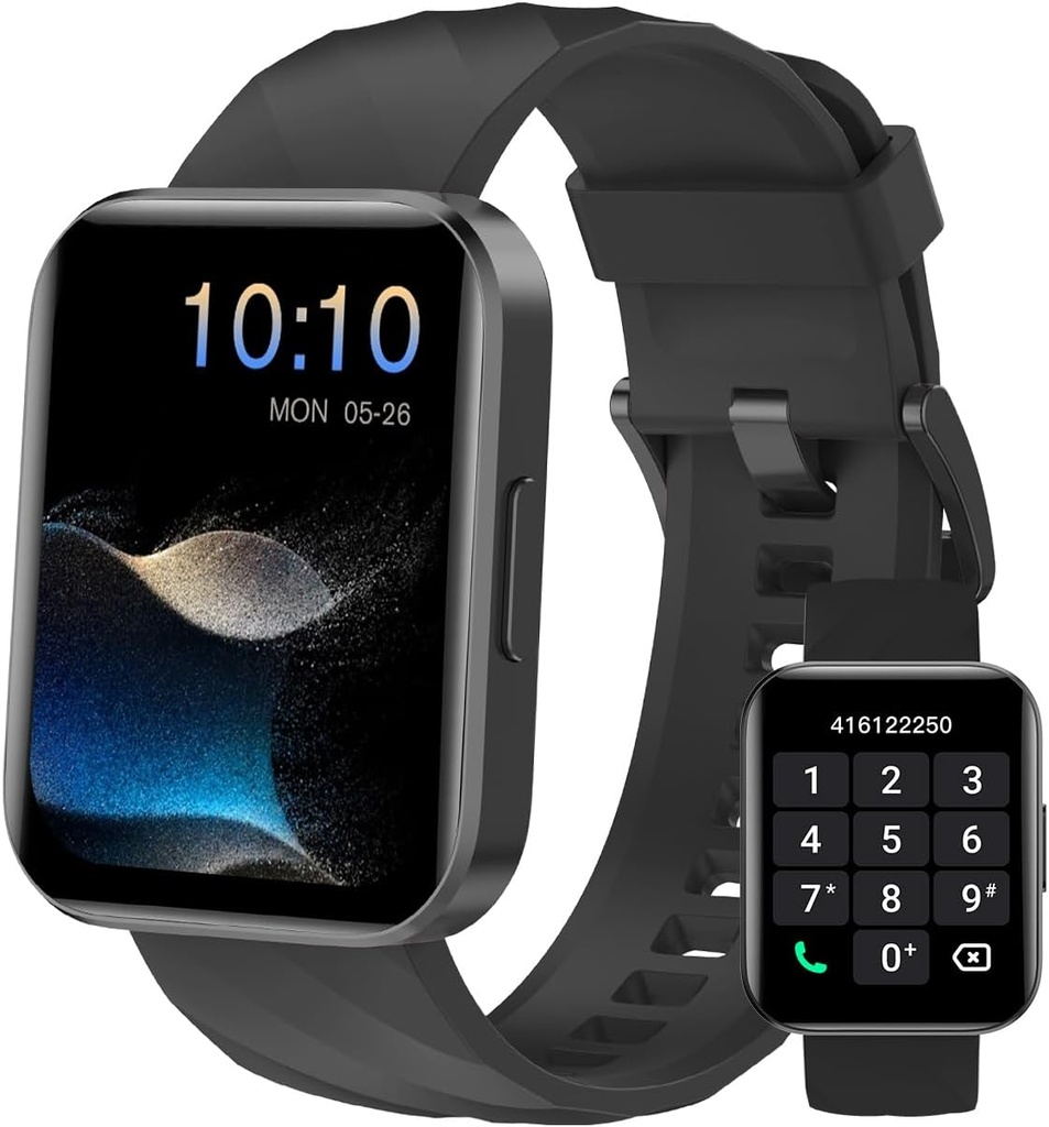 Smart Watch (Odpověď / Make volání), 1.85 "Chytré hodinky pro muže Digital Watch Fitness Tracker se 100 + Sport Mode Heart Rate Monitor pro iOS Android telefony vodotěsné černé