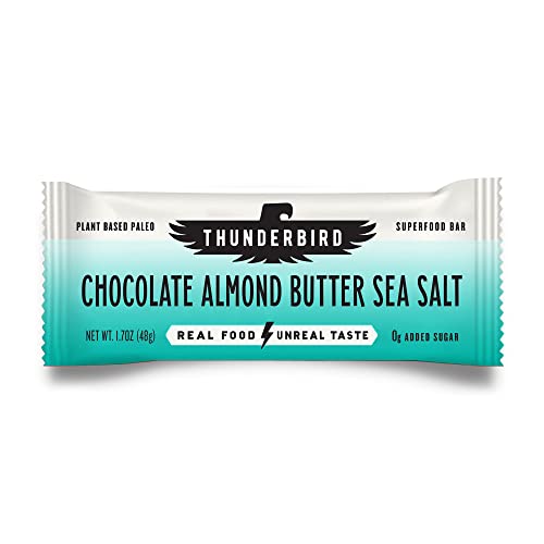 Thunderbird Bary Energy Snack, gluten- Free with Protein, Zdravé skutečné jídlo, Vegan Paleo Non-GMO, No Add Sugar, Čokoláda Mandlové máslo Mořské slané Flavor (6 Počet, 1.7 oz. Bary)