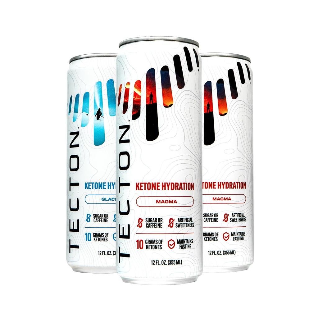 Tecton Ketone Ester- 10g BHB Ketone Ester / Serving, Patentovaná příroda identické Ketony - Sugar- Free, Variety Pack (2 Glacier, 2 Magma), Stimulant- Free