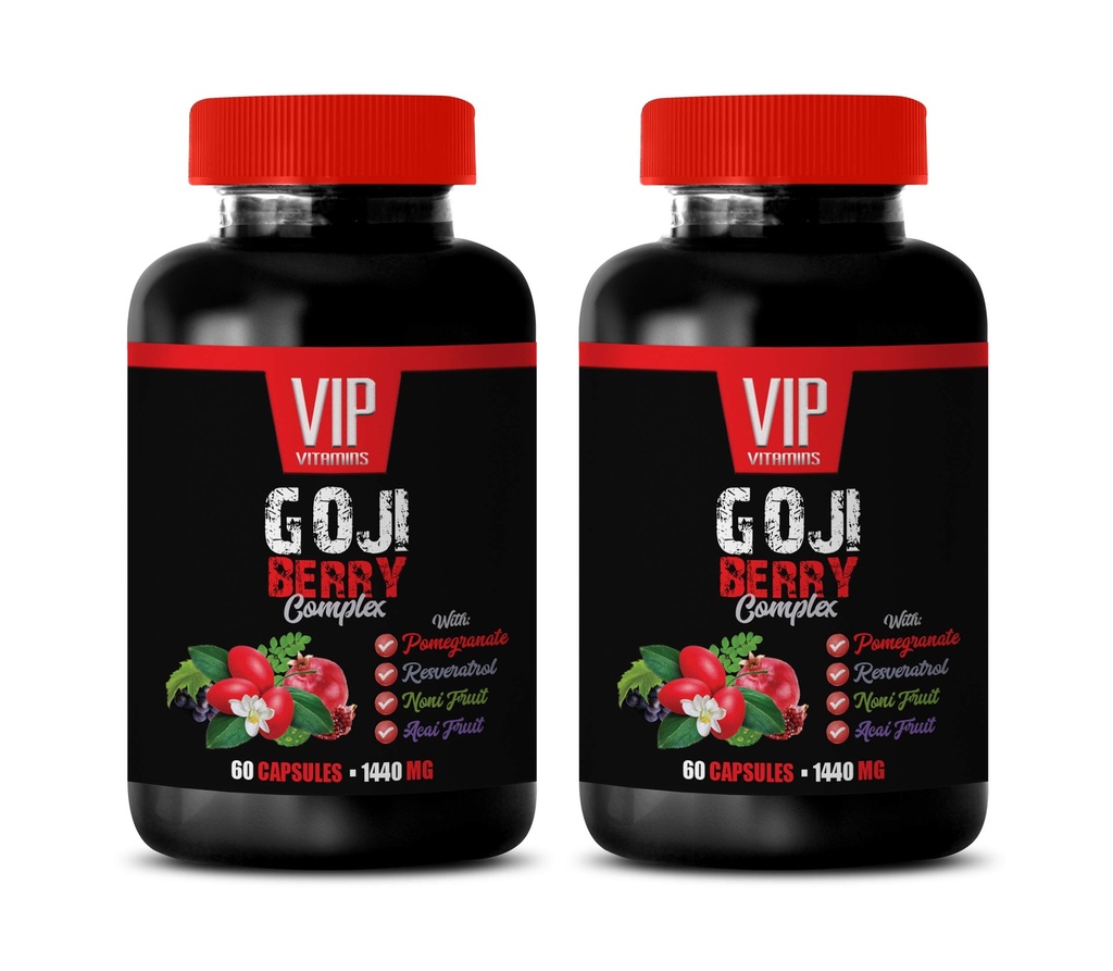 antioxidant doplněk - GOJI BERRY COMPLEX - S POMEGRANAT, RESVERATROL, NONI, ACAI - Granátový vitamin E pro kůži - antioxidant nutriční doplňky - antioxidanty vitamíny - 2 Bot 120 Caps