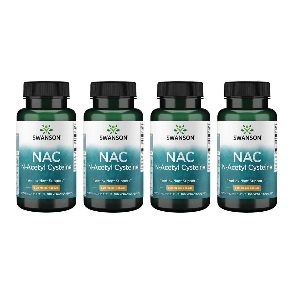 Swanson NAC - N- Acetyl Cystein - dodatek 600 mg 100 Kapsle (4 balení)