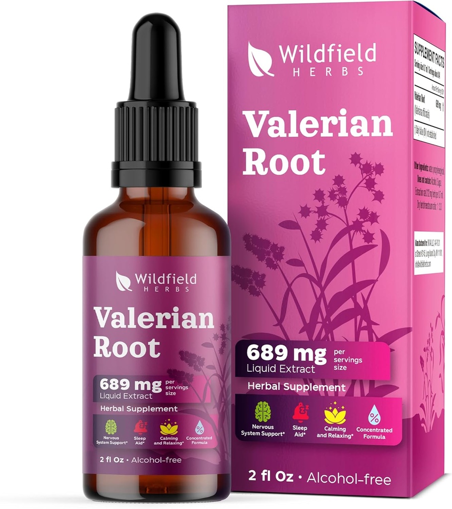 Valerian Root Extract Drops 1000mg (Valeriana officinalis) Bylinný dodatek Absorbs lepší než kapsle, 2 měsíce Dodávka, 84 Servings, Alkoholicko-Volný tinktura - 2 Oz, balení po 1